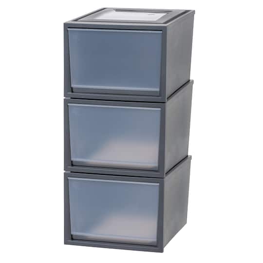 Iris® Gray Deep Box Chest Drawer, 3 Pack